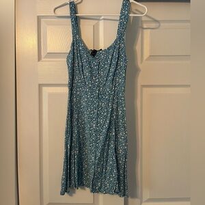 Floral Blue Sleeveless Dress